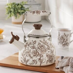 💕 2025 The Pioneer Woman Agatha Brown Floral Tea Kettle